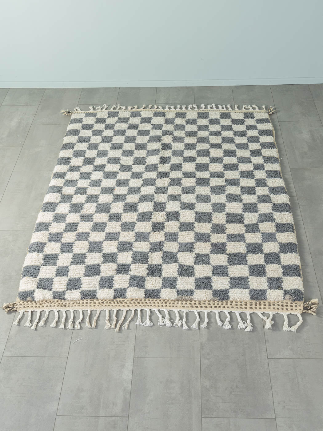 Grey Blue Check, Berber Teppich, 162 x 215 - Mid Century Friends - Vintage - Retro - Mid Century