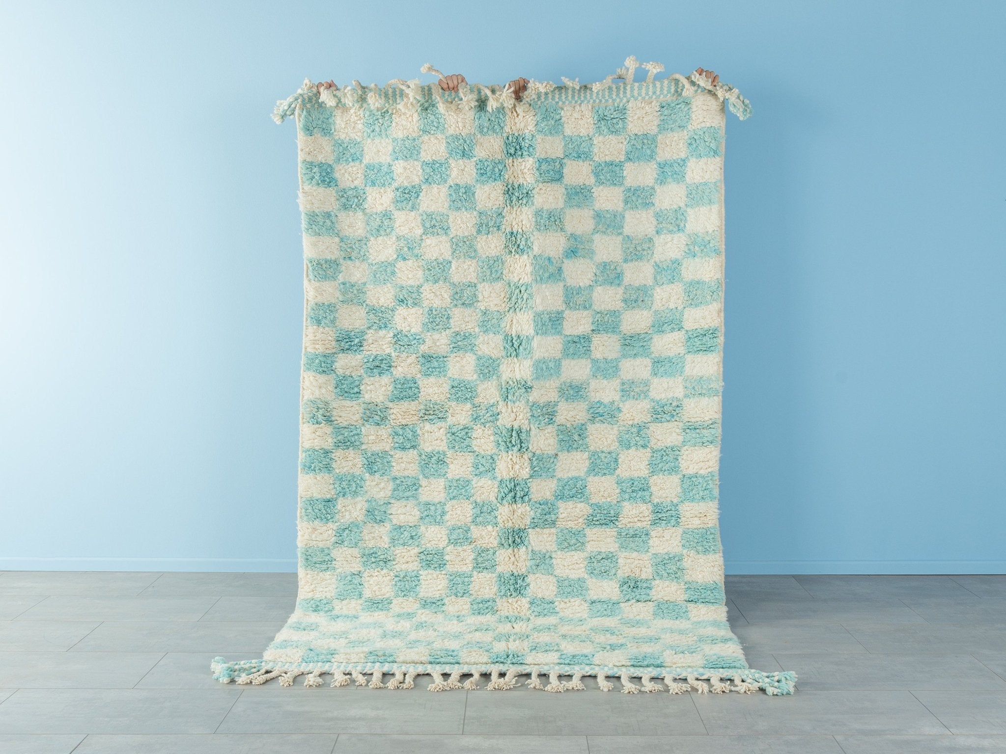 Skyblue Check, Berber Teppich, 152 x 242 - Mid Century Friends - Vintage - Retro - Mid Century