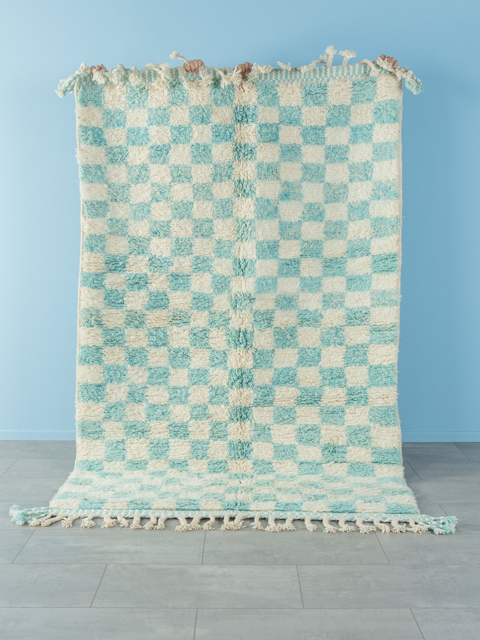 Skyblue Check, Berber Teppich, 152 x 242 - Mid Century Friends - Vintage - Retro - Mid Century